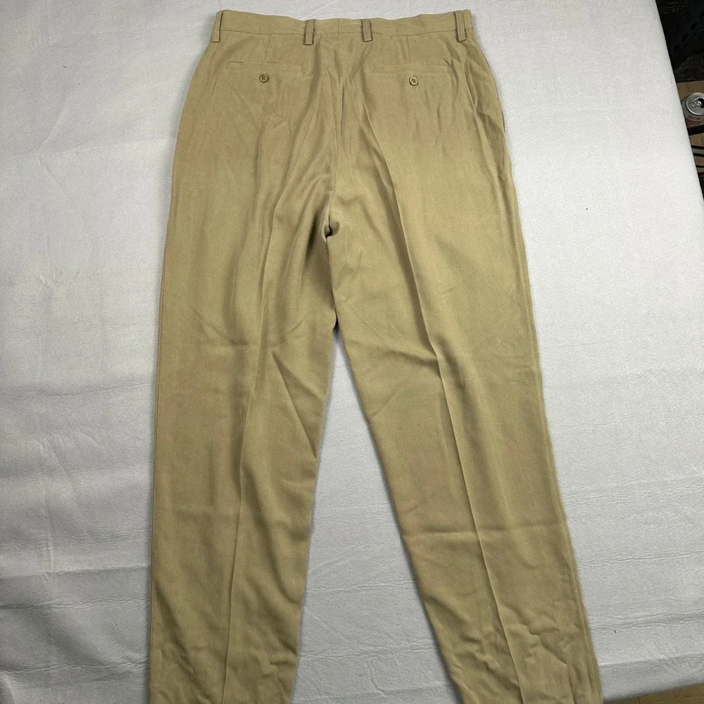 Tommy Bahama Relax The Fishbone Silk Pleated Pants Almond Khaki Herringbone NEW